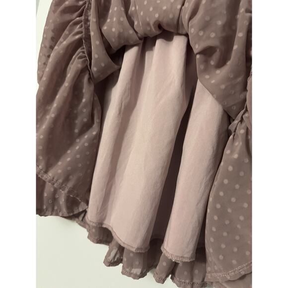 SIMPLEE Dusty Rose Chiffon Swiss Dot Short Tasseled Waist Skirt Womens Size S - Picture 4 of 6